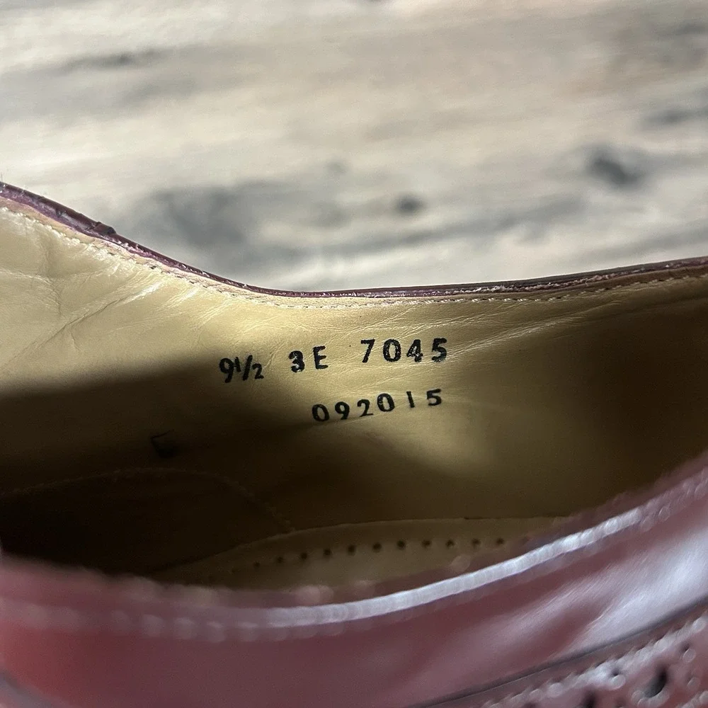 Hitchcock Shoes Size 9.5 3E Mens Burgundy Leather Dress Oxford Wing Tip Wide EEE